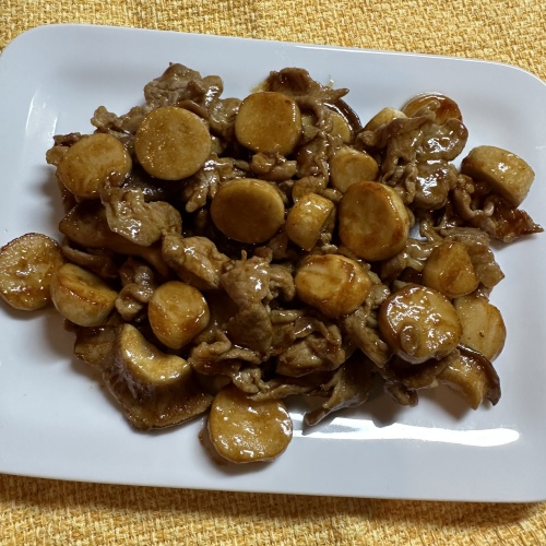 エリンギと豚肉のオイスターソース炒め（2人分）